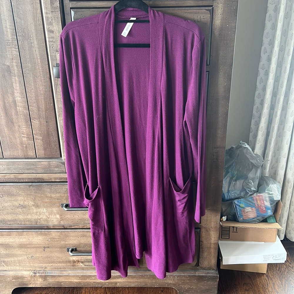 Zenana Premium purple duster cardigan